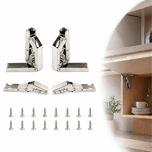 4 Bisagras Ocultas de 180 Grados para Puerta Plegable y Soporte de Mesa, Bisagra Metálica para Muebles de Cocina, Estanterías y Gabinetes, Ensamblaje Duradero para Decoración del Hogar