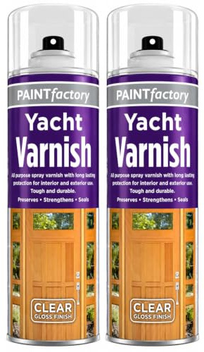 2X Clear Gloss Yacht Varnish Spray 250ml All Purpose Quick Dry