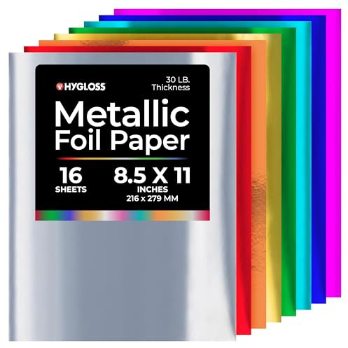 Hygloss Metallic Foil Paper - 16 Sheets 8 Assorted Colors Shiny Papers - 8.5x11 Inches - Ideal Foil Papers for Crafts - Shiny Craft Paper Sheets