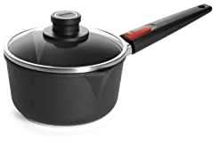 Woll Nowo Titanium Topf mit Glasdeckel in Box - Induktiv -, Ø 18 cm, 10 cm hoch, 2.0 Liter, 2 Seitengriffe - Geeignet für alle Herdarten, Aluminium, backofenfest, schwarz