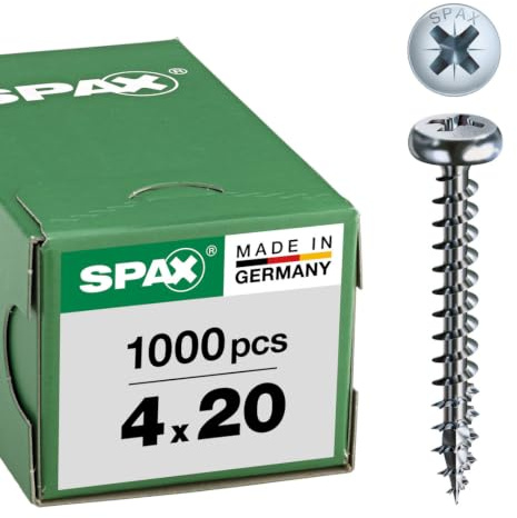 SPAX Schrauben Pan-Head-Z, Blank Verzinkt, 4,0 x 20 mm - 1000 Stück