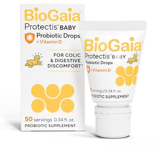 BioGaia Protectis Baby Probiotic Drops | Colic & Gas Relief + Vitamin D | Safe for Newborns | Ease Crying, Fussing, Colic, Gas, Spit-ups & Constipation | No Dairy, Soy & Gluten | 50 Day Supply | 10mL