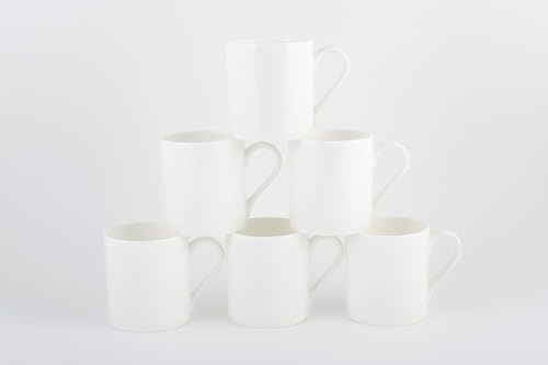 Set of 6 Large Balmoral Mugs White fine Bone China