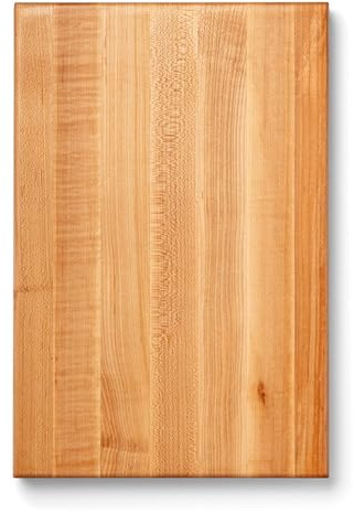 John Boos R-Board Series Rectangular Wooden Maple Cutting Board 18”x12” – 1.5” Thick, 10-lb Reversible Butcher Block with Edge-Grain & Finger Grips – Made in the USA