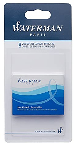 Waterman Large Size Ink Cartridges 8 Pack - Serenity Blue