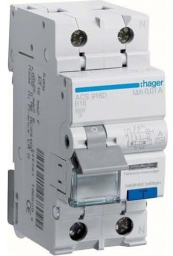 Hager ACS916D FI-LS 1P+N 6kA B-16A 10mA A QC