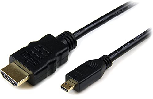 StarTech Cable Micro HDMI a HDMI de 1m, 4K 30Hz, Negro (HDADMM1M) | Con Ethernet, Cable conversor Macho a Macho, HDMI 1.4b, Vídeo 4K y Full HD