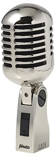 Alecto UDM-60 - Dynamisches Gesangsmikrofon - Vintage Gesangsmikrofon - 60Hz-16kHz Frequenzbereich - 5m XLR Kabel - Silber