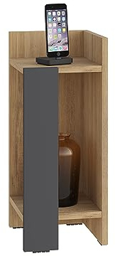 HOCUS PICUS | Elos Moderner Nachttisch Eiche - Anthrazit | Vielseitiger Beistelltisch, Nachtschrank, Bett Tisch | 18 mm Holz | 25 x 60 x 27 cm | Rechte Seite