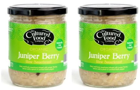 The Cultured Food Company Organic Juniper Berry Sauerkraut 2 x 400g | Raw & Unpasteurised | Traditionally Fermented | Organic | Vegan |100% Natural Ingredients | Small Batch | Artisan Crafted
