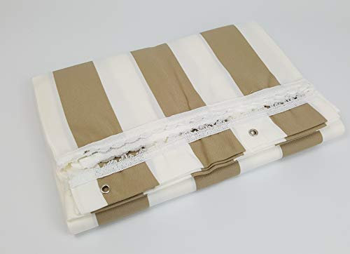 Viglietti Rideau de soleil à rayures pour balcon, véranda ou terrasse avec anneaux et crochets, tissu résistant pour extérieur, dimensions 140 x 300 cm (beige rayures col.210)