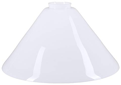 Paralume Ø 290 mm, vetro bianco lucido, paralume di ricambio in vetro rotondo con bordo colletto, vetro opale E27