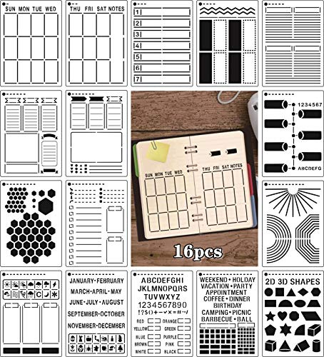 Planer-Schablonenset für gepunktete Journale Zeitsparendes Zubehör Bullet Notebook-Zubehör Erleichtert das Erstellen von Layouts für Bullet Point-Checklisten und tägliche wöchentliche Monatskalender