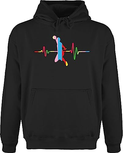 Hoodie Herren Pullover Männer - EM 2026 Trikot Ersatz - Bunter Herzschlag Handball Mann - XS - Schwarz - langer arm handballer pulli hanball kapuzenpulli halbball handball. handball, beachhandball