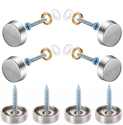 8pcs Mirror Screws Decorative Cap Silver Color Cover 5/8(16mm) Stainless Steel Advertising Hardware Screw Cap Cover Nails Decorative Mirror Screw Fasteners