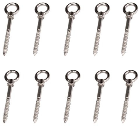 PRIOstahl Perno de ojo con rosca para madera, tornillo de ojal, tuerca anular, perno de anillo, perno de anillo, perno de rosca, perno de ojo – Tamaño: 6 x 60 mm, 10 unidades para fijación para