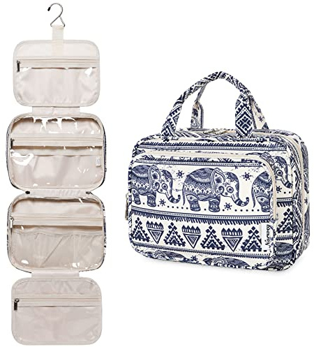 Narwey Kulturtasche Damen Kulturbeutel zum Aufhängen Waschtasche Gross Kosmetiktasche Groß Waschbeutel Kosmetik-Organizer für Damen Mädche (Elefant (Medium))