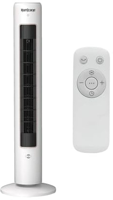Hurricane Triple Action Indoor Tower Fan, 40 Inch Air Enhancing Electric Cooling Fan with Aromatherapy Diffuser and Remote Control, White