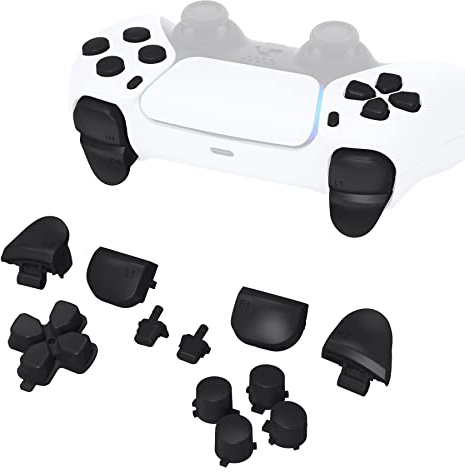 eXtremeRate Replacement D-pad R1 L1 R2 L2 Triggers Share Options Face Buttons, Black Full Set Buttons Compatible with ps5 Controller BDM-010 & BDM-020