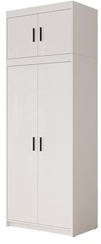 Mirjan24 Kleiderschrank Elena 2D, Drehtürenschrank, 2-türig Schrank, Farbauswahl, Weiß, Sonoma, Lefkas (Weiß, mit Aufsatz)