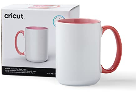 Cricut Beveled Ceramic Blank Mug | Miami | 425ml (15oz) | 1 x Infusible Ink Sublimation Mug | for use with All Cutting Machines
