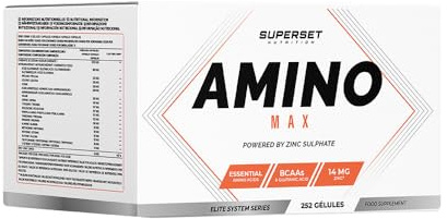 Superset Nutrition - Amino Max (252 caps) - Complex de 18 acides aminés - EAA, BCAA et glutamine - Énergie et performance pendant l'entrainement