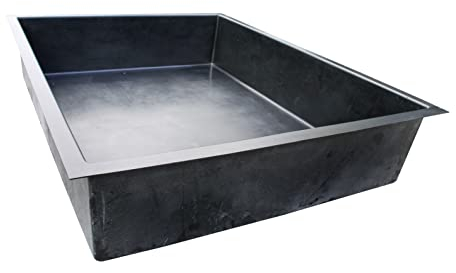 Wacredo GFK Rechteckbecken 300 x 240 x 60cm Kneippbecken Teichbecken Wasserspielbecken architektonisches Wasserbecken für Wasserspiel Glasfaser (Schwarz)