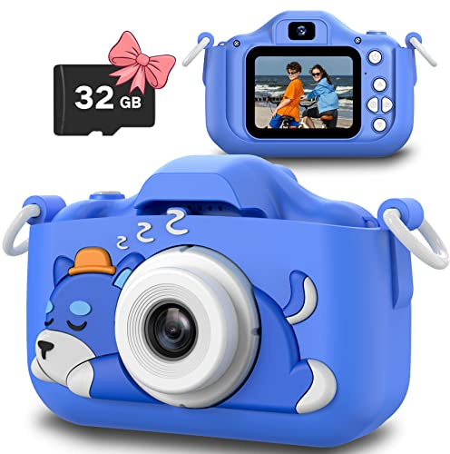 Caméra Selfie pour Enfants,Cadeau d'anniversaire pour Les garçons âgés de 6 à 12 Ans,Caméra vidéo numérique HD pour Les Tout-Petits, Jouet pour Les Adolescents de 6 7 8 10 Ans avec Carte SD de 32 Go