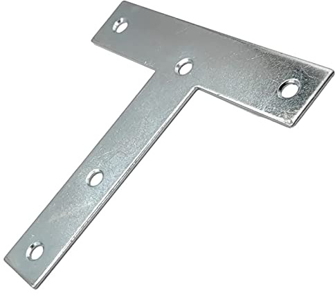 Placas en T de metal para reparación en T de 5 pulgadas, soporte de esquina, junta plana, ángulo de fijación galvanizado, resistente, 2 mm de grosor, tamaño: 127 x 127 x 25 mm, paquete de 2