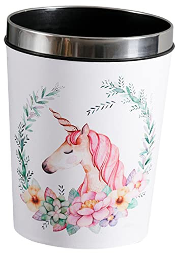 Alipis Poubelle Ronde Poubelle Pour La Maison Papier De Dessin Animé Licorne s De Bureau Pour Près Du Bureau Corbeille Serrer Le Fer Enfant Boîte De Récipient
