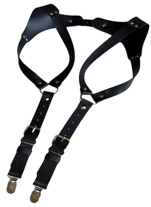 GDDO Vintage Leder Hosenträger Herren Mittelalter Renaissance Suspensorio Bekleidung Schulter Zubehör Gurtband Harness Chest Punk
