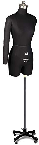 Nähen Schneiderpuppe weibliche Schaufensterpuppe mit flexiblem Arm, Styropor stehende Kleidung Mannequin Torso mit rollender Basis, für Schlafzimmer Stores Studios (Color : Black, Size : L-Model 84)