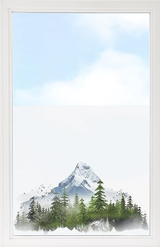 GRAZDesign Fensterfolie Blickdicht Sichtschutz, Sichtschutzfolie Fenster, Glastüren, Küche & Küchenfenster, Bad & Badfenster, Milchglasfolie Berg Landschaft 60x57cm