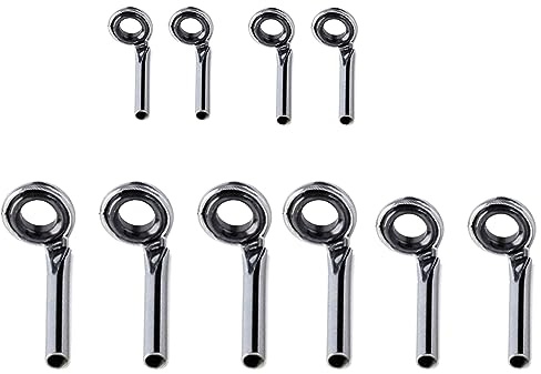 RTRTGS 10pcs Angelschnur Spinn Führungs Augen Ringe,Angelrute Reparatur Rod Tip Reparatur Kit Fly Rod Tips Rahmenlose Reparatur,für Salzwasser und Süßwasser,5 Größen