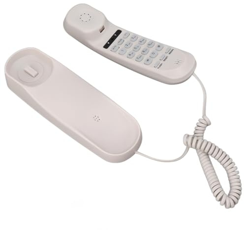An der Wand Montierbares Schnurgebundenes Telefon mit Klarem Klang und Einstellbarer Lautstärke – Multifunktion für Zuhause, Hotel, Büro (Weiß)