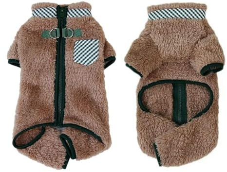 UOSIA Warmer Hunde-Schneemantel für den ganzen Körper, Winter-Pyjama, weicher Thermo-Body, Hundemantel mit Beinen und Geschirr für kleine und mittelgroße Hunde