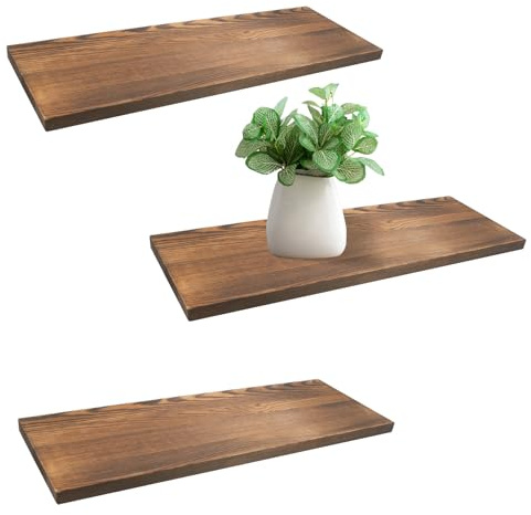 KeaJuidy 3 Stück Wandregal Holz Bastelholzplatten 43x15x1,5 cm Hängeregal Holzmaserung Schweberegal Regalbrett an Wand für Wandregal DIY Handwerk Home Dekorations