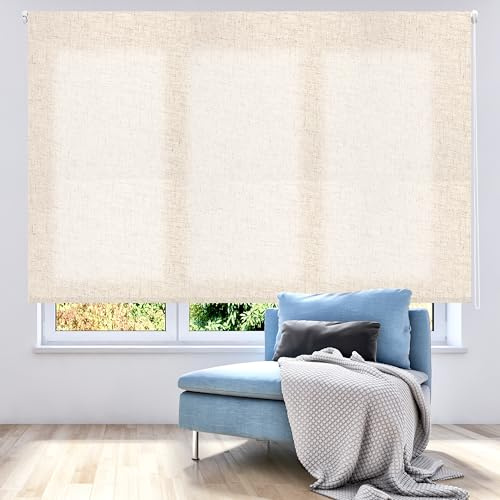 ECOMMERC3 | Estor Enrollable Translúcido Liso 180x200 Ancho x Alto - Estor Enrollable Medida Tela 177x195 - Estor Fácil Instalación a Pared o Techo - Estor Lino