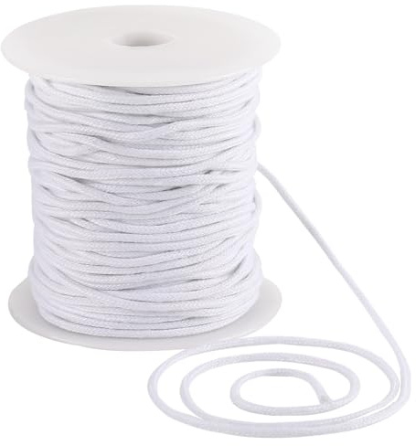 GORGECRAFT 2mm 50 m Baumwollseil Weicher Kordelzug Ersatzseile Makramee Baumwollkeder Runder Baumwollfaden Mehrzweck Paspelkordel Für Taschen DIY Bastelprojekte Häkeln Aufhängen von Kleidung Weiß