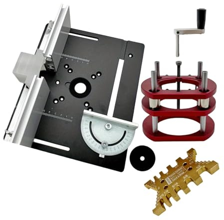 Tuxxjzm Präzisions-Oberfräsenlift, Oberfräsen-Lift-Kit | Frästischsägeneinsatz Grundplatte Frässystem - Holzbearbeitung Router Tisch Router Lift Kit Tisch Säge Einsatz Grundplatte System Gravur
