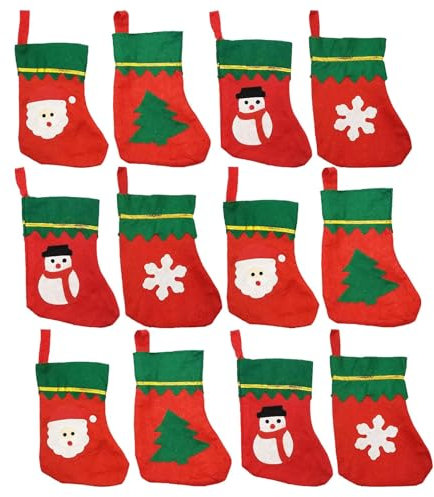 ZHYUAN 14 Pezzi Calze Natalizie da Appendere,Calze di Babbo Natale,Mini Calze di Natale,Decorazione per Calze di Natale,Calza di Natale,Calze di Natale Decorative,per Ornamenti Feste di Natale Casa