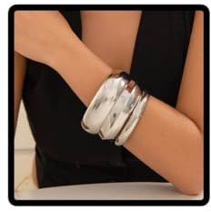 Wedity 3 Pz Chunky Braccialetti Braccialetti Trendy Wide Surface Cuff Braccialetti Arc Plain Circle Polso Polso Wrap Braccialetto Gioielli per le Donne