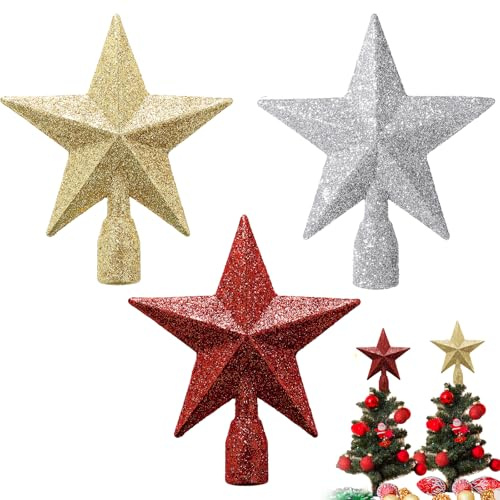 Sibba Lot De 3 Pentagrammes Décoratifs pour Sapin De Noël avec Étoiles Scintillantes Décoration Saisonnière Support Scintillant Décoration de La Maison Atmosphère Festive
