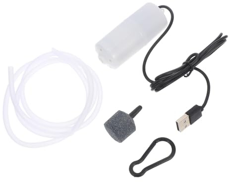 Sosoport Leise Kunststoff Luftpumpe für Aquarium mit USB Anschluss und Luftschlauchstein Sauerstoffpumpe zur Belüftung Beim Fischzucht Einsatz