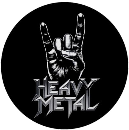 Devil Horns Hand - Heavy Metal Magnet Runder Rock-on-Zeichen Magnet in glänzendem Silber mit schwarzem Hintergrund - EIN Muss für Heavy Metal Fans