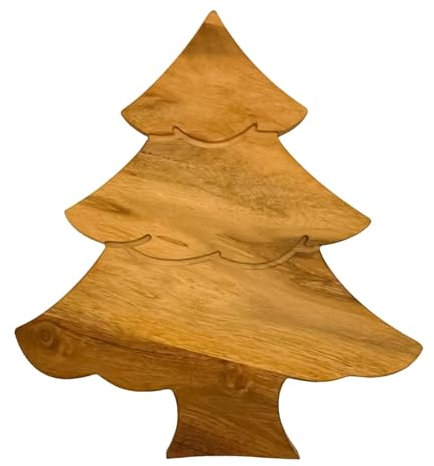 Plateau de service en bois pour sapin de Noël – Planche à découper en forme d'arbre | Plateau de service décoratif en bois | Assiette de service pour sapin de Noël