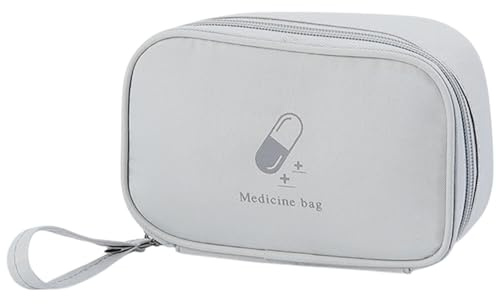 Medikamententasche, Reiseapotheke Tasche, Praktische Medikamententasche Reise, Tragbares Medikamententasche, Leere Erste Hilfe Tasche, Geeignet Für Schule, Camping, Zuhause Oder Reisen (Hellgrau)