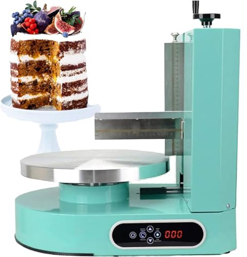 URJWAN Cake Decorating Coating Machine Automatic Birthday Cake Cream Spreading Coating Edge Smoothing Polisher Adjustable Cake Icing Smoother Tool for 4-12 Inch Cake,Green