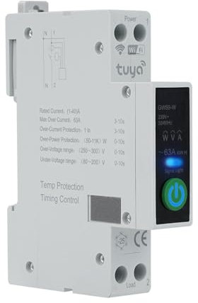 Jadeshay Interruptor WiFi 40A Disyuntor WiFi Magnetotermico Contador Electrico Interruptor Temporizador 90-240VAC 1P+N Control Remoto de Teléfono Móvil con Protección Sobretensión y Sobrecorriente﻿