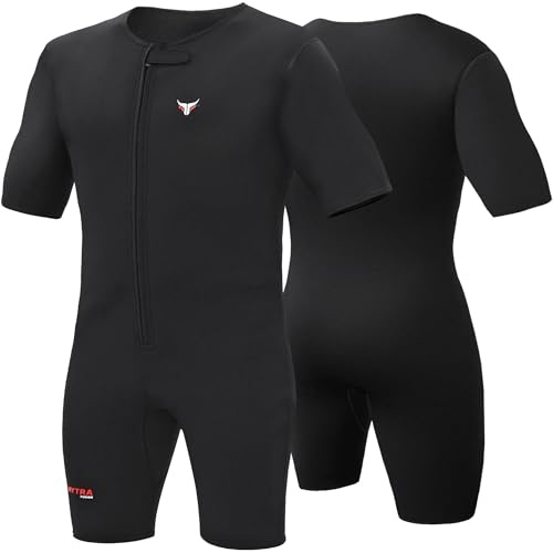 Mytra Fusion Traje de sudor neopreno para hombres y mujeres, elástico, para adelgazar, entrenamiento físico, gimnasio, correr y nadir (Black, 3XL)
